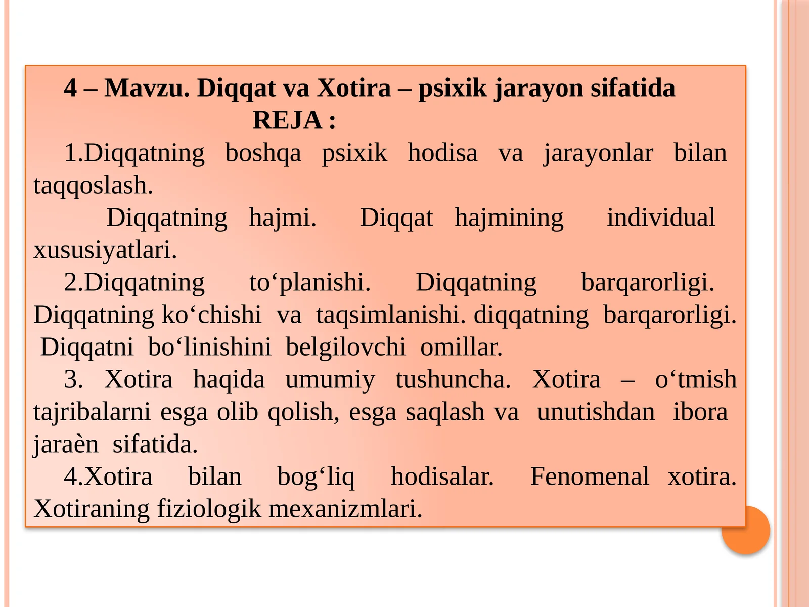 Diqqat va Xotira – psixik jarayon sifatida