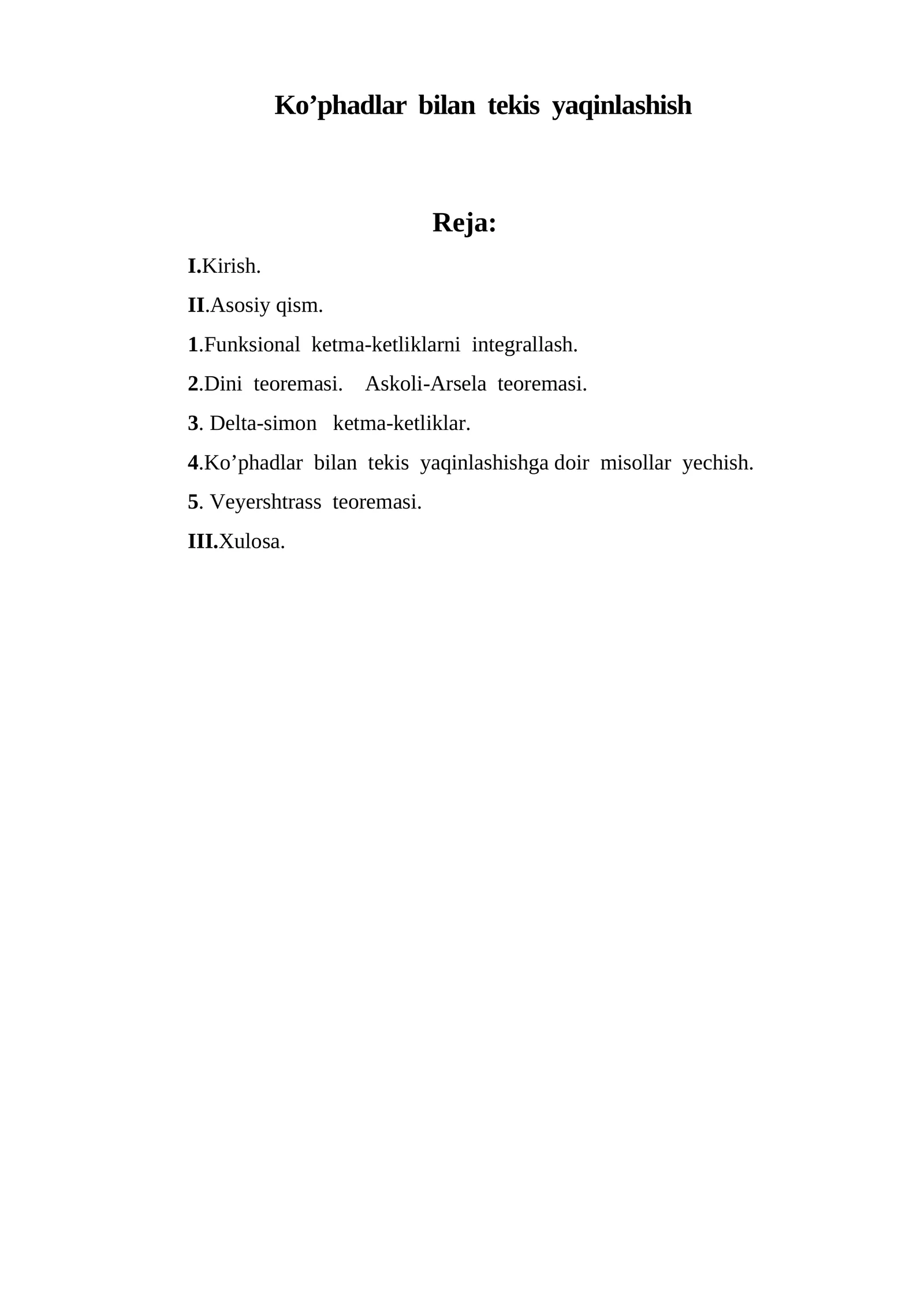 Ko’phadlar bilan tekis yaqinlashish
