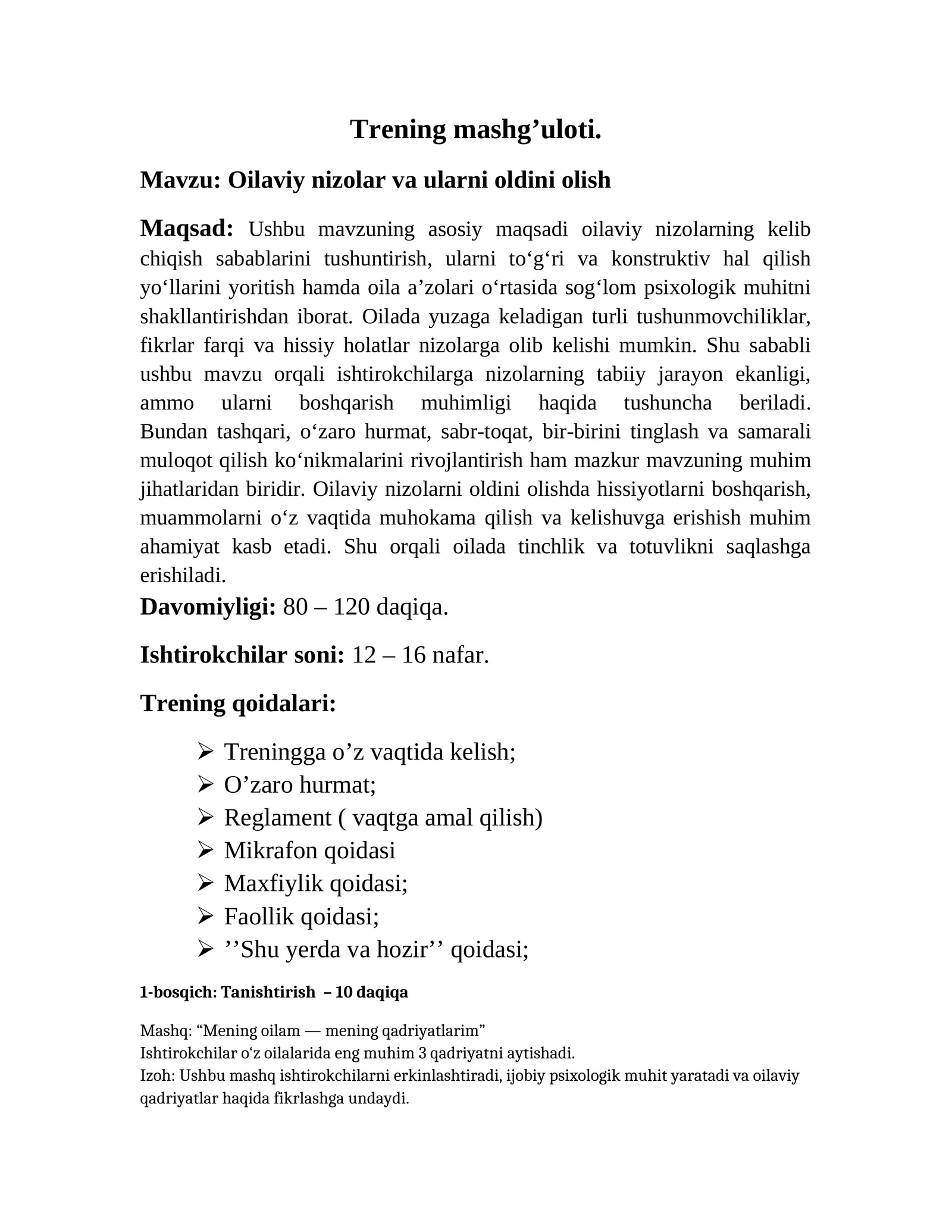 Oilaviy nizolar va ularni oldini olish