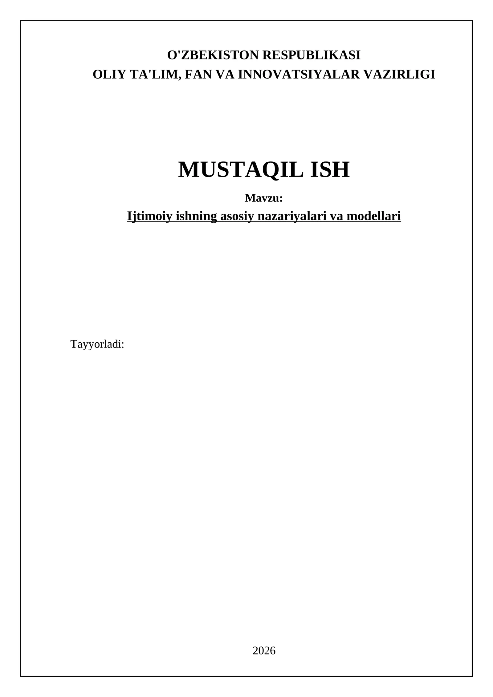 Ijtimoiy ishning asosiy nazariyalari va modellari