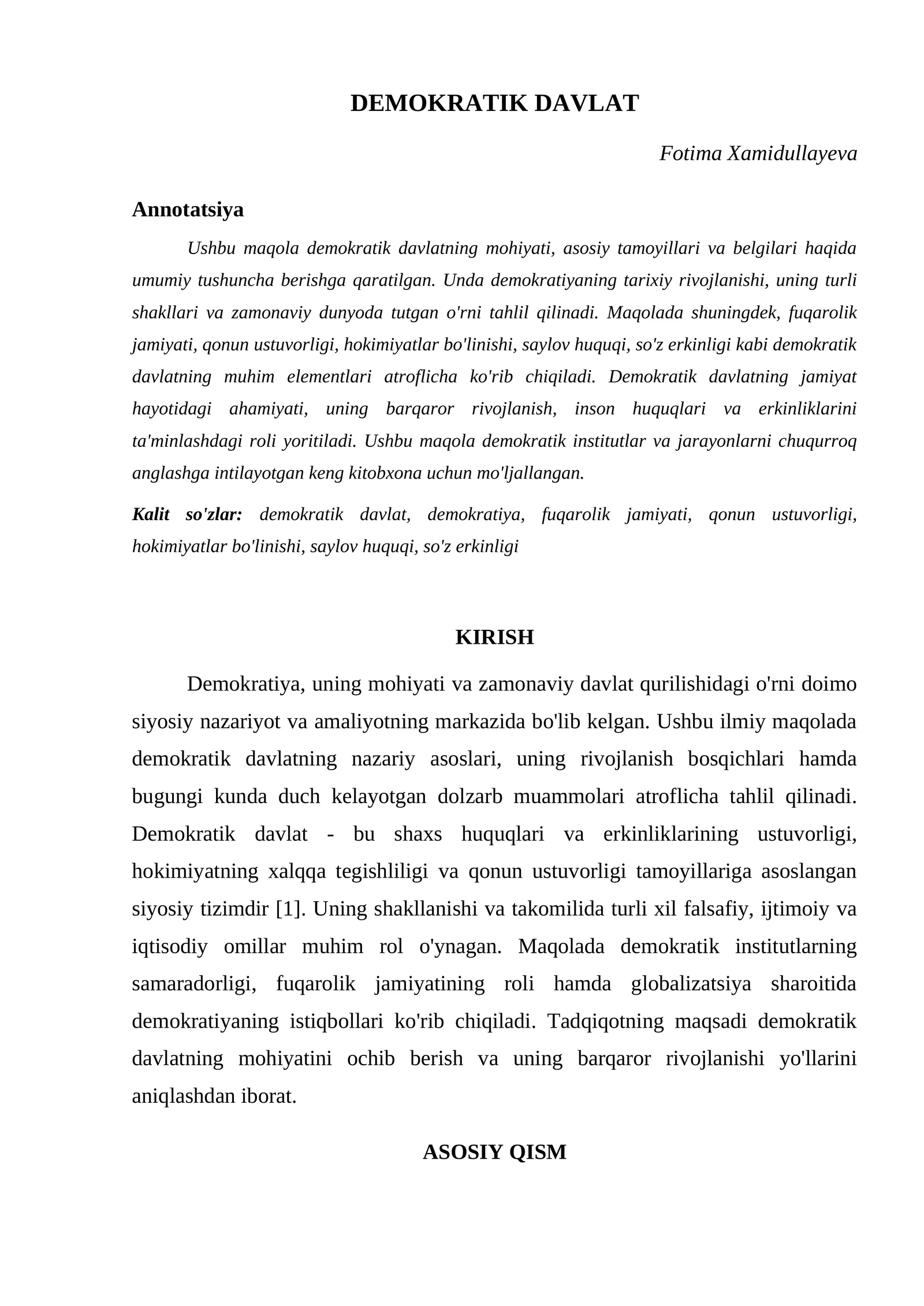 DEMOKRATIK DAVLAT