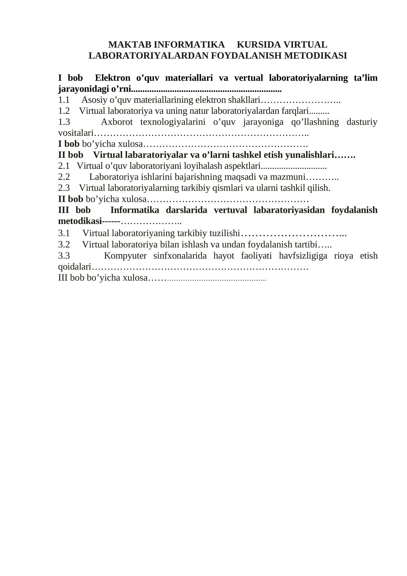 Vertual laboratoriyalar tayyorlash