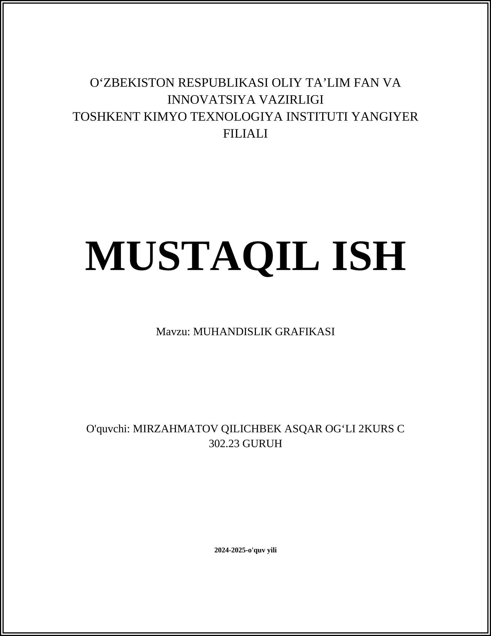 MUHANDISLIK GRAFIKASI