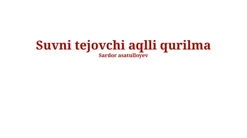 Yoqilg'i tejamkor aqlli qurilma