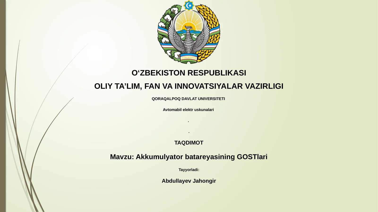 Akkumulyator batareyasining GOSTlari