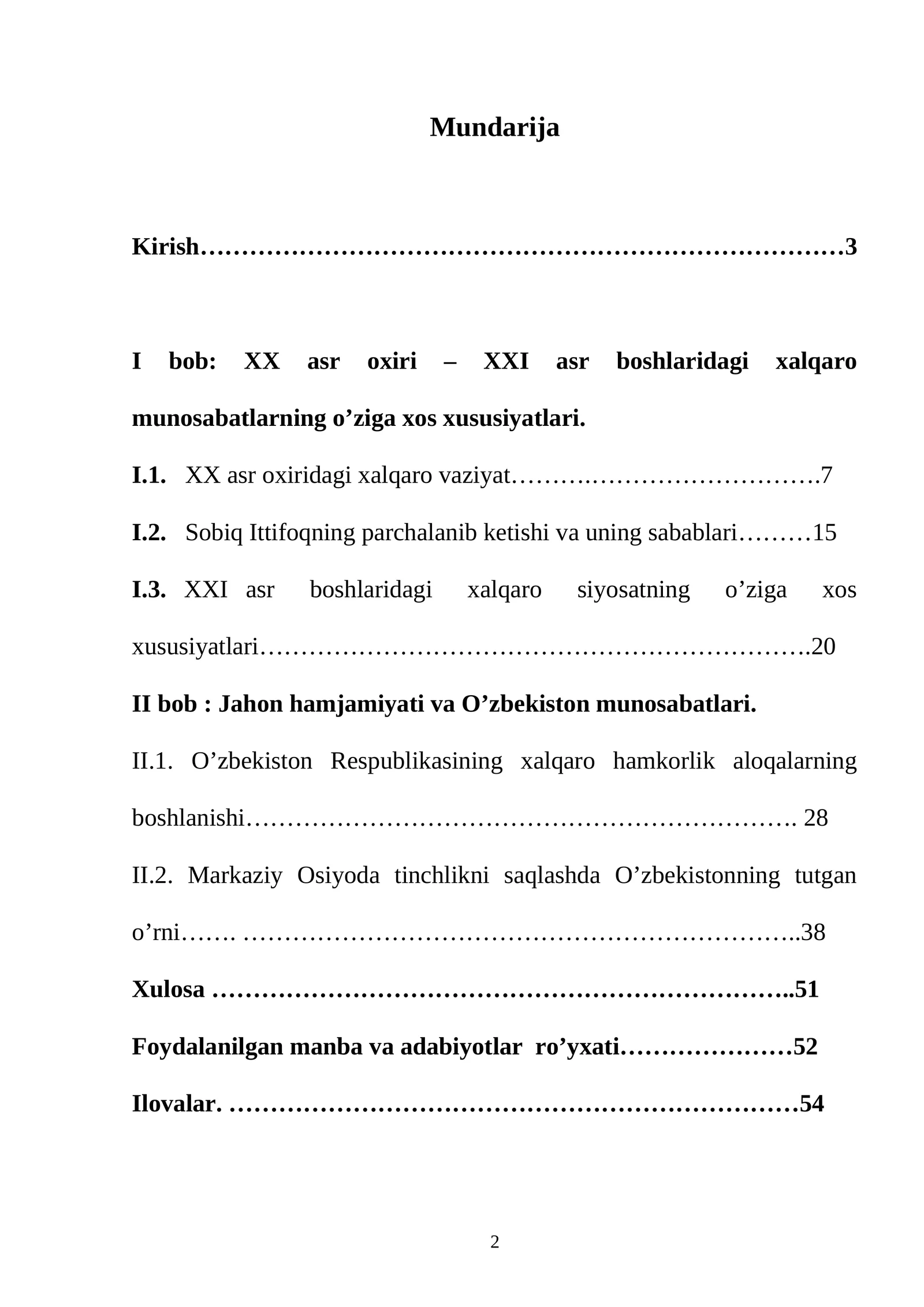 XX asr oxiri – XXI asr boshlaridagi xalqaro munosabatlarning o’ziga xos xususiyatlari