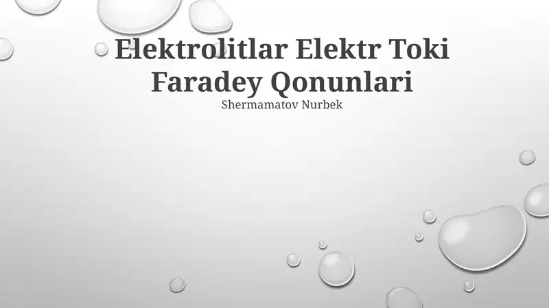 Elektrolitlar Elektr Toki Faradey Qonunlari