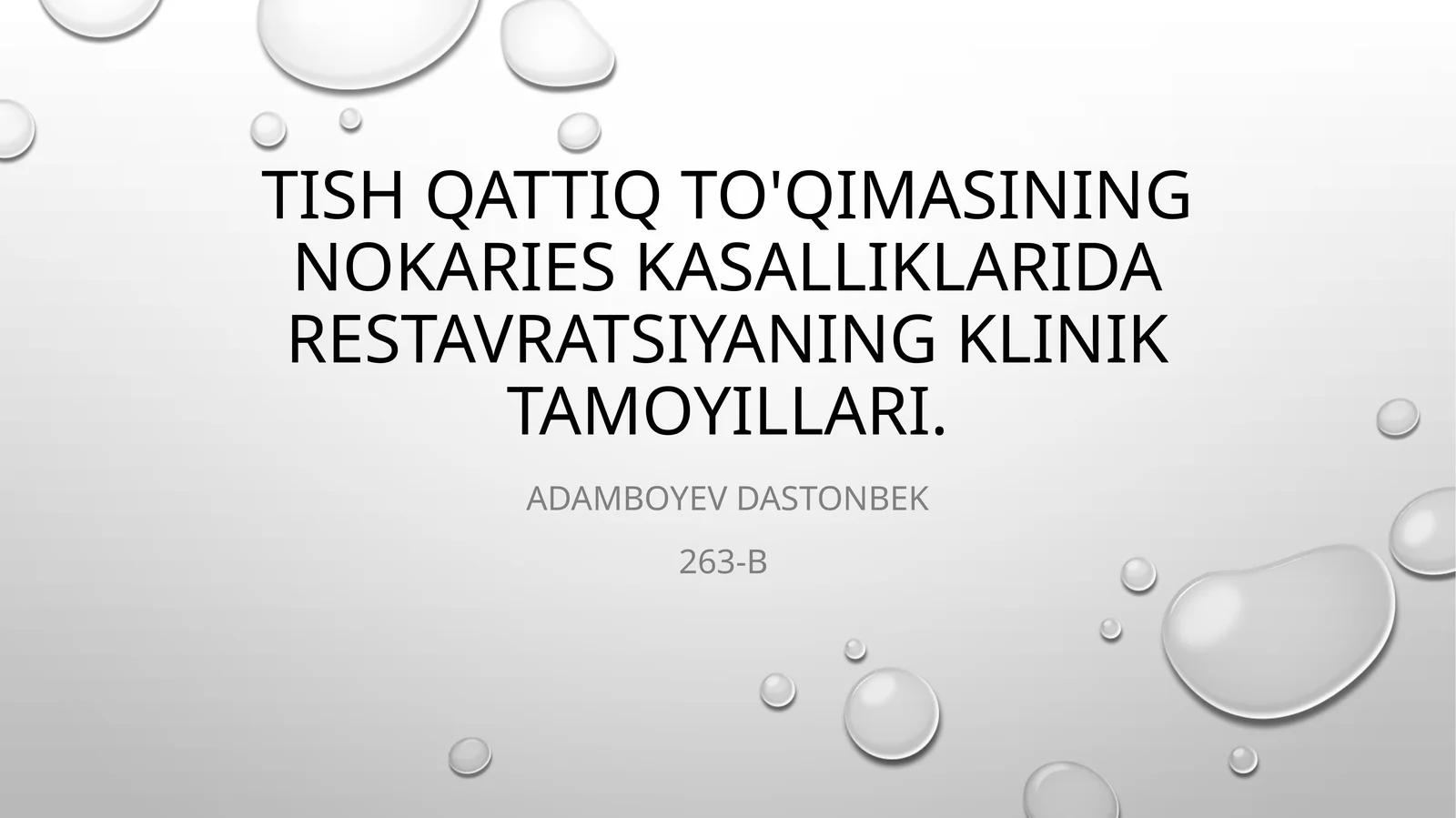 tish qattiq toʻqimalarini nokaries kasalliklarini restavrativ davolash