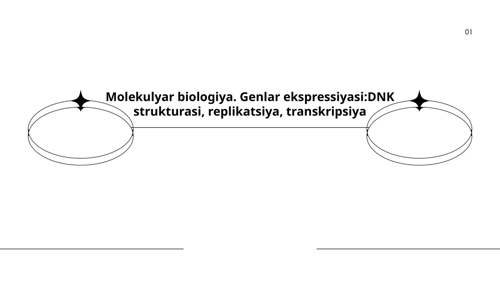 Molekulyar biologiya. Genlar ekspressiyasi:DNK strukturasi, replikatsiya, transkripsiya