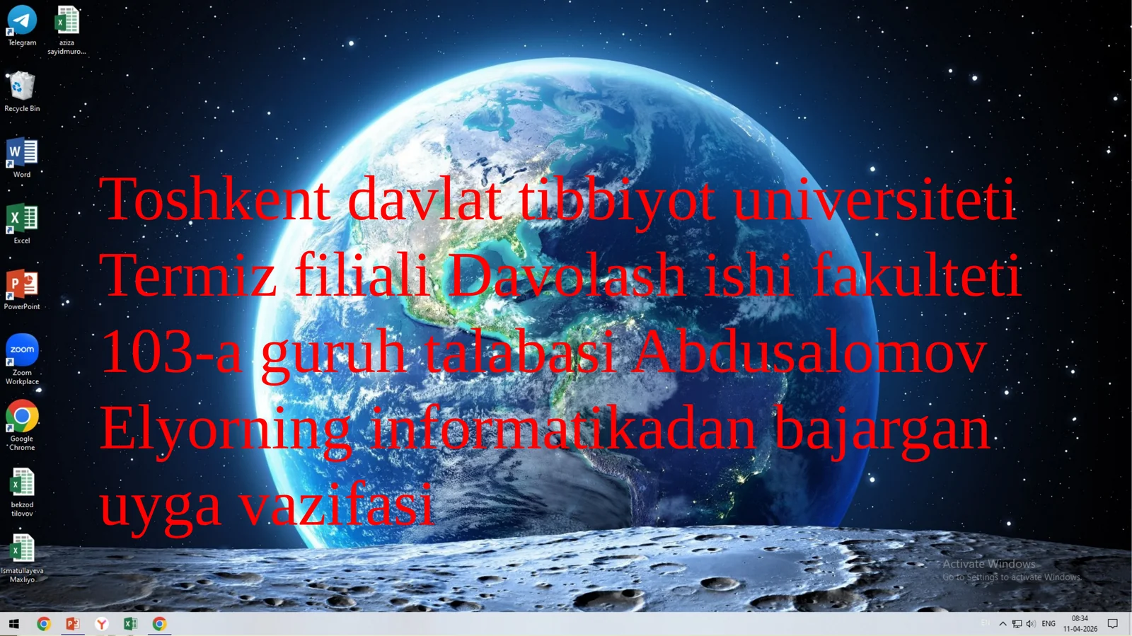 Informatika fanidan uy vazifasi