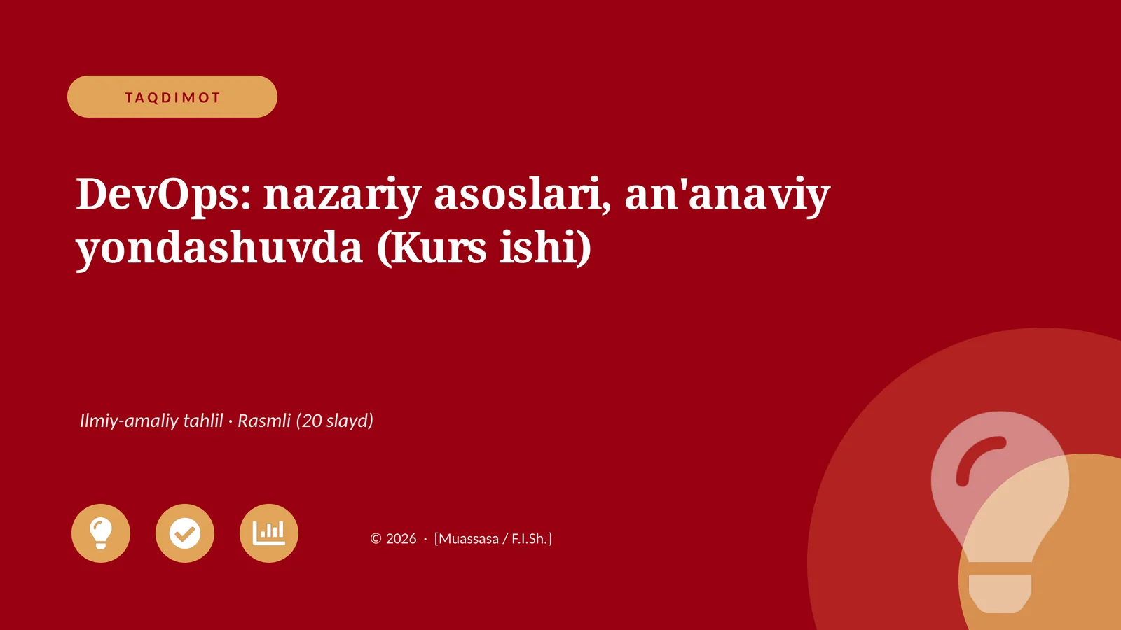 DevOps: nazariy asoslari, an'anaviy yondashuvda (Kurs ishi)