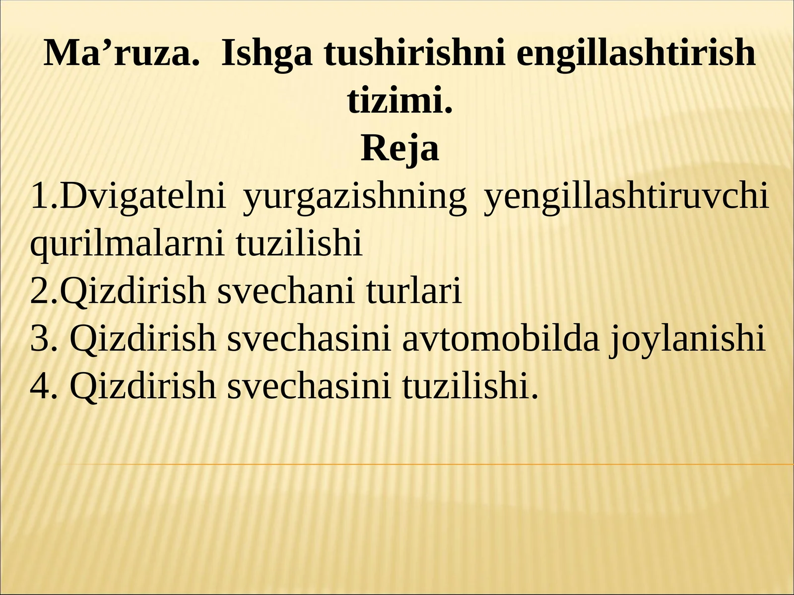 Ishga tushirishni engillashtirishtizimi