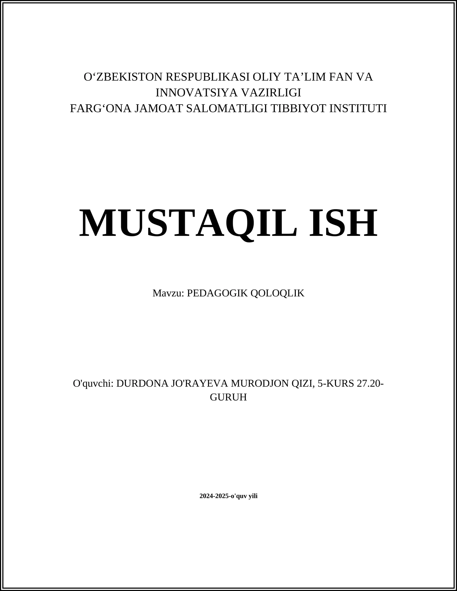 PEDAGOGIK QOLOQLIK