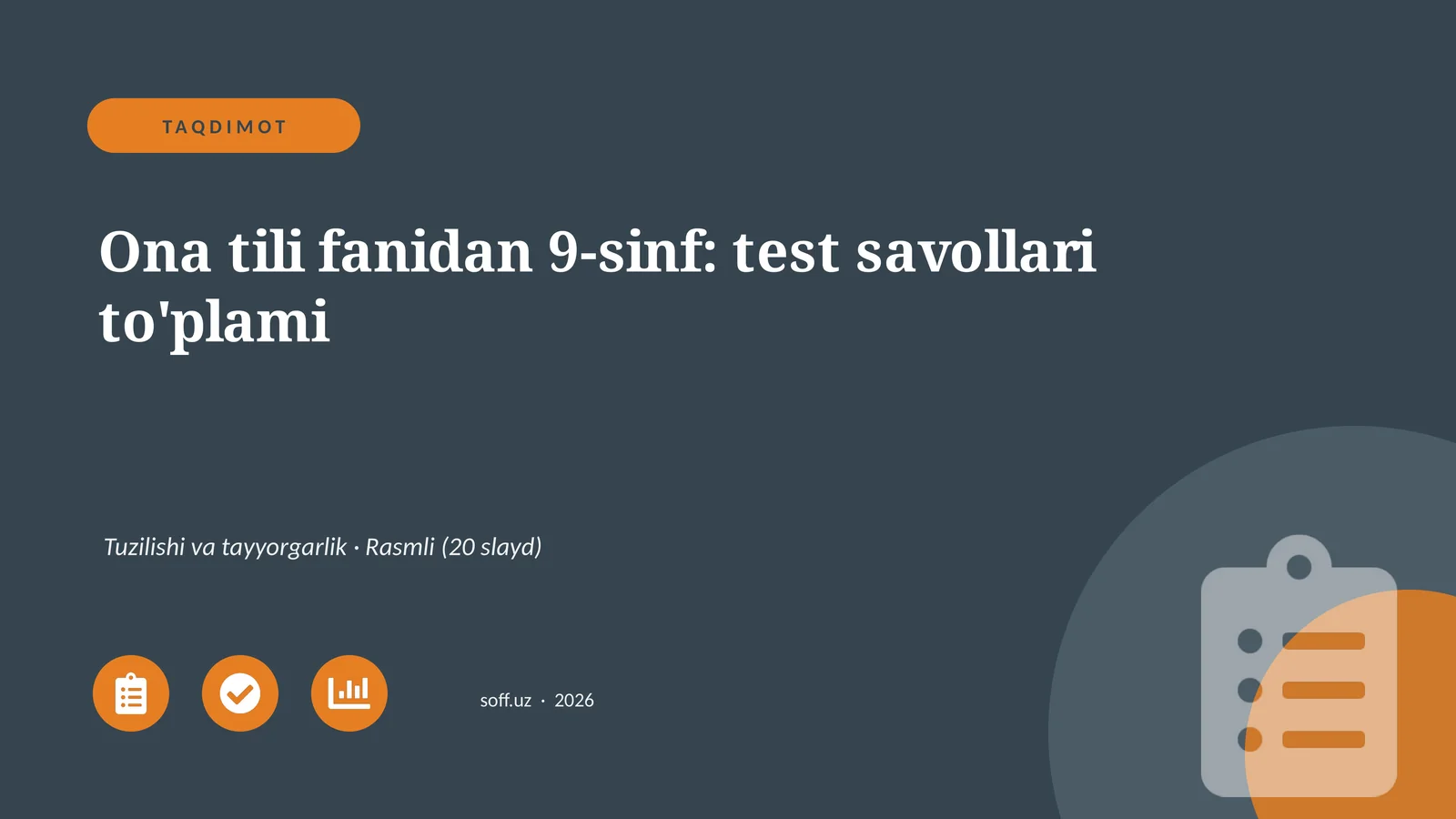 Ona tili fanidan 9-sinf: test savollari to'plami