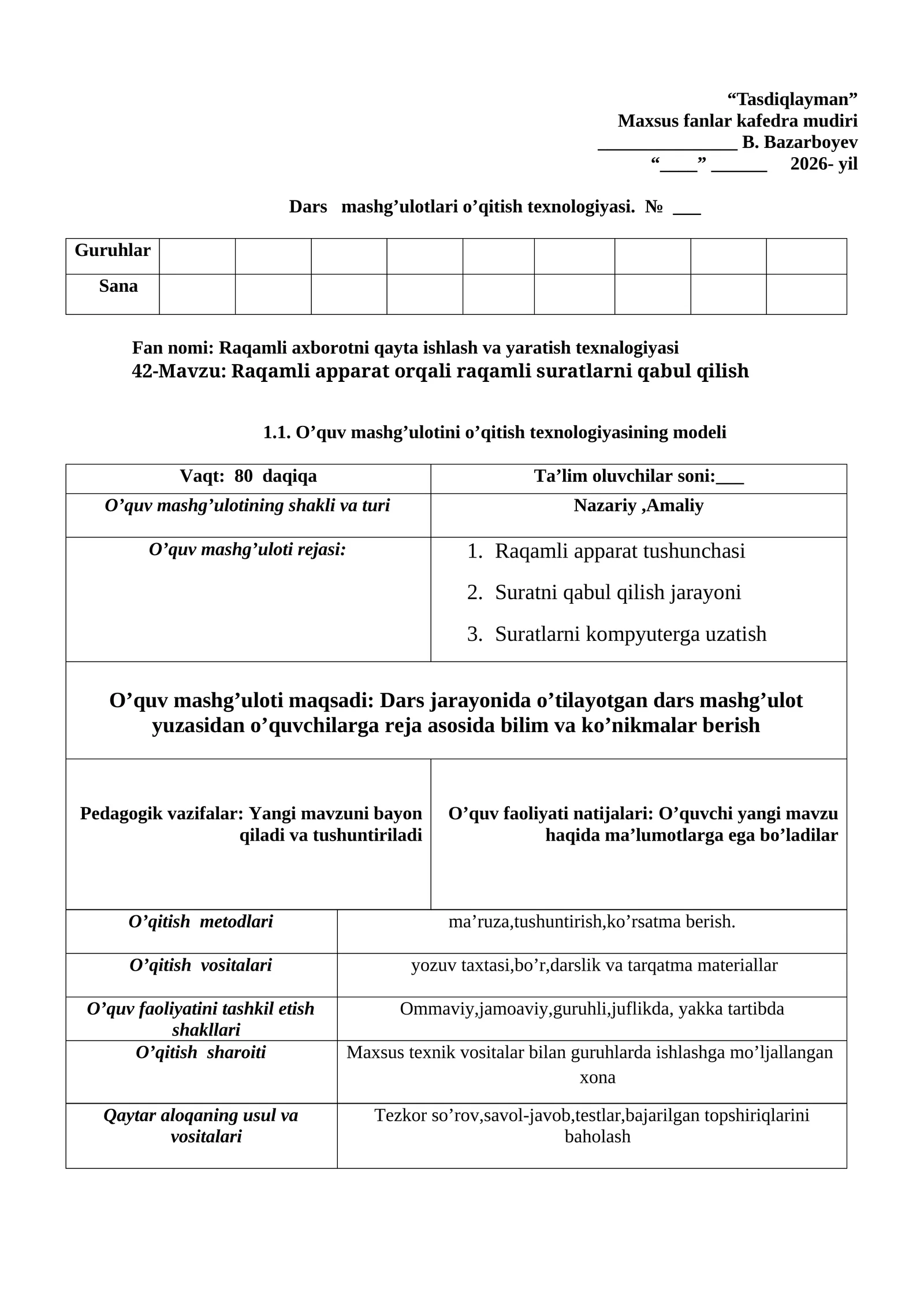Raqamli apparat orqali raqamli suratlarni qabul qilish