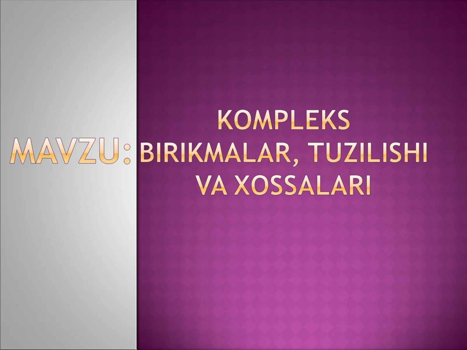 Kompleks birikmalarning tuzilishi