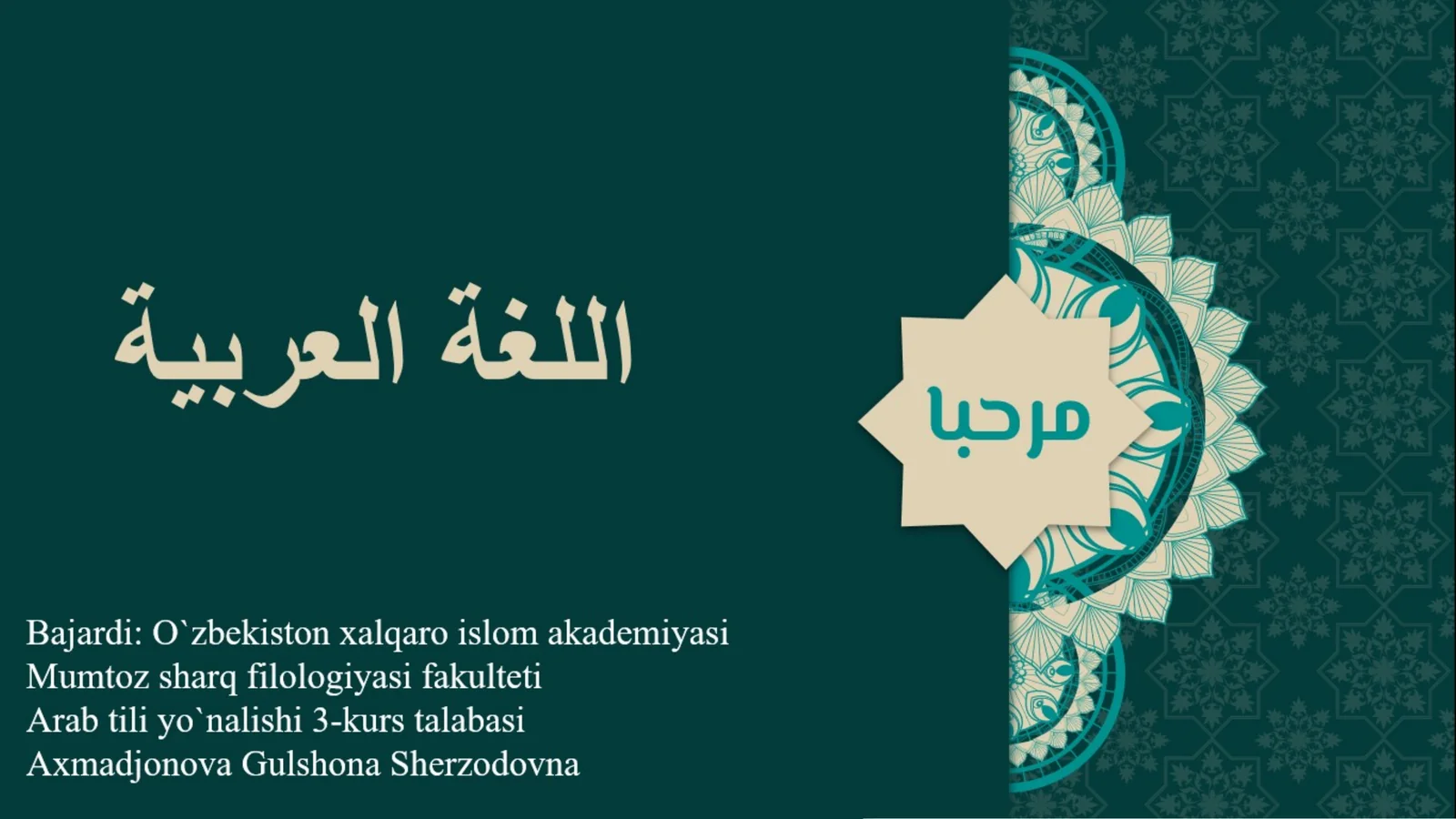 PPT Arab tili sarf va nahv ilmi