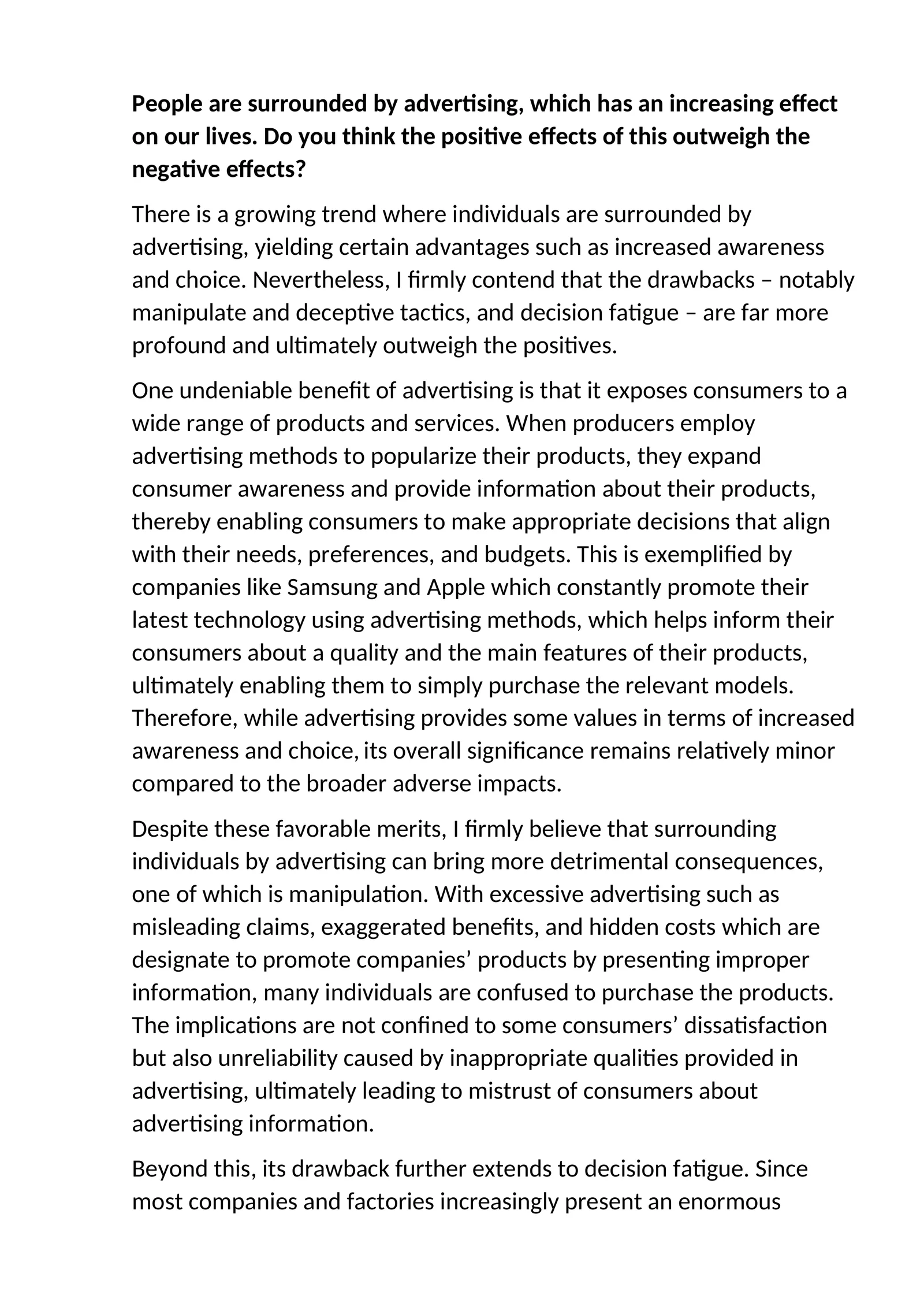 Advertising Effects on Consumers