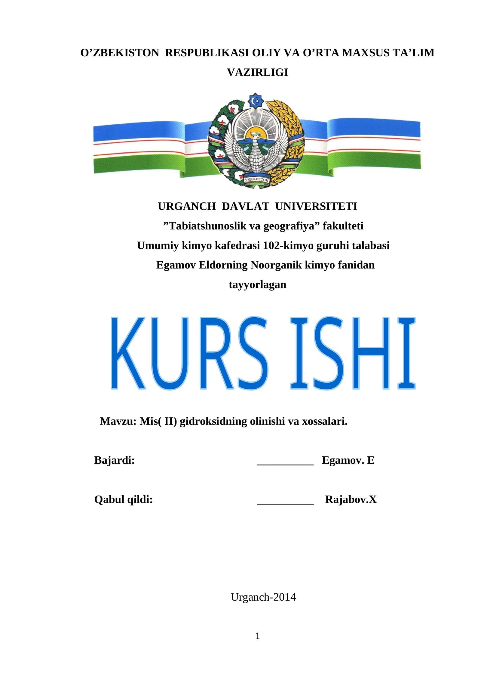 Mis(II) gidroksidning olinishi va xossalari