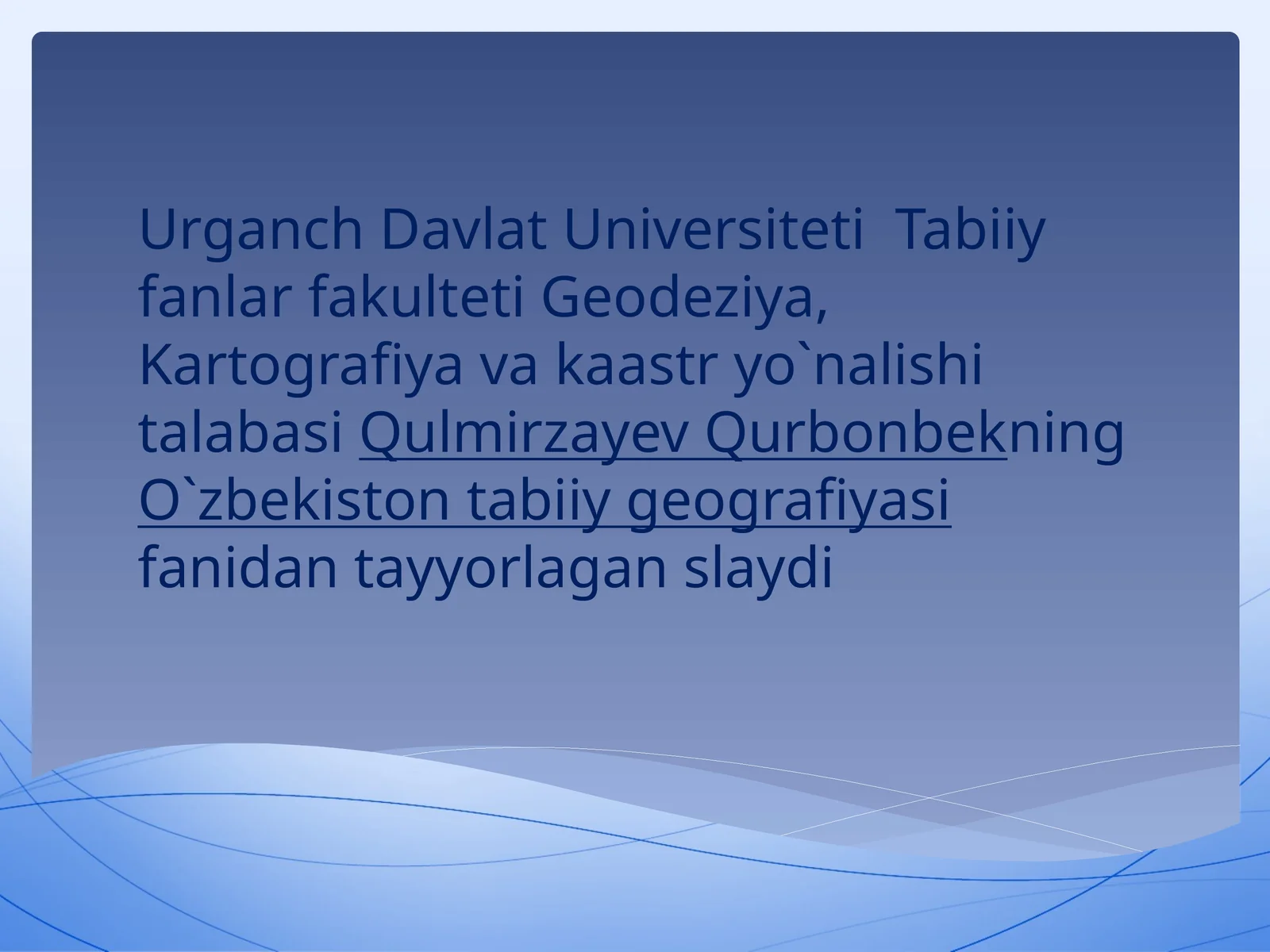 Slayd: O`zbekiston transporti va uning istiqbollari