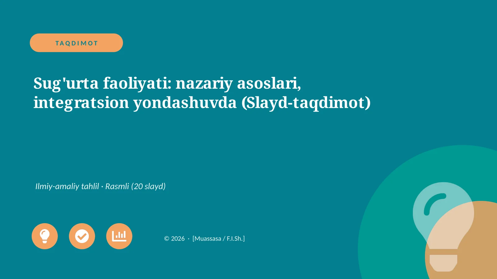Sug'urta faoliyati: nazariy asoslari, integratsion yondashuvda (Slayd-taqdimot)