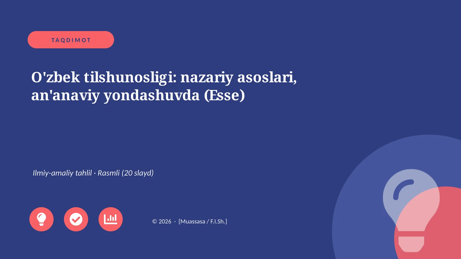 O'zbek tilshunosligi: nazariy asoslari, an'anaviy yondashuvda (Esse)