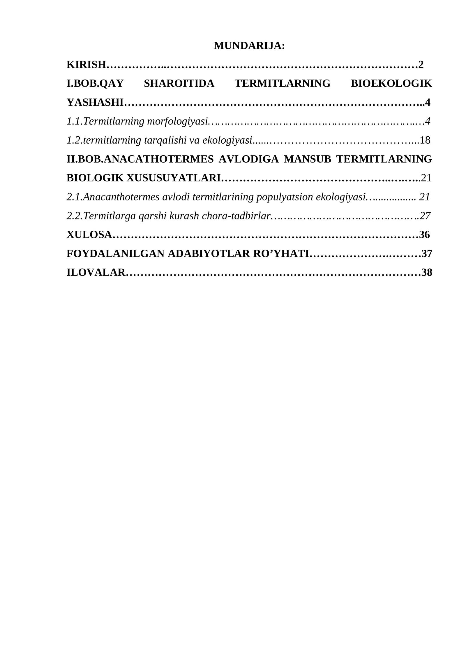 TERMITLARNING BIOEKOLOGIK YASHASHI