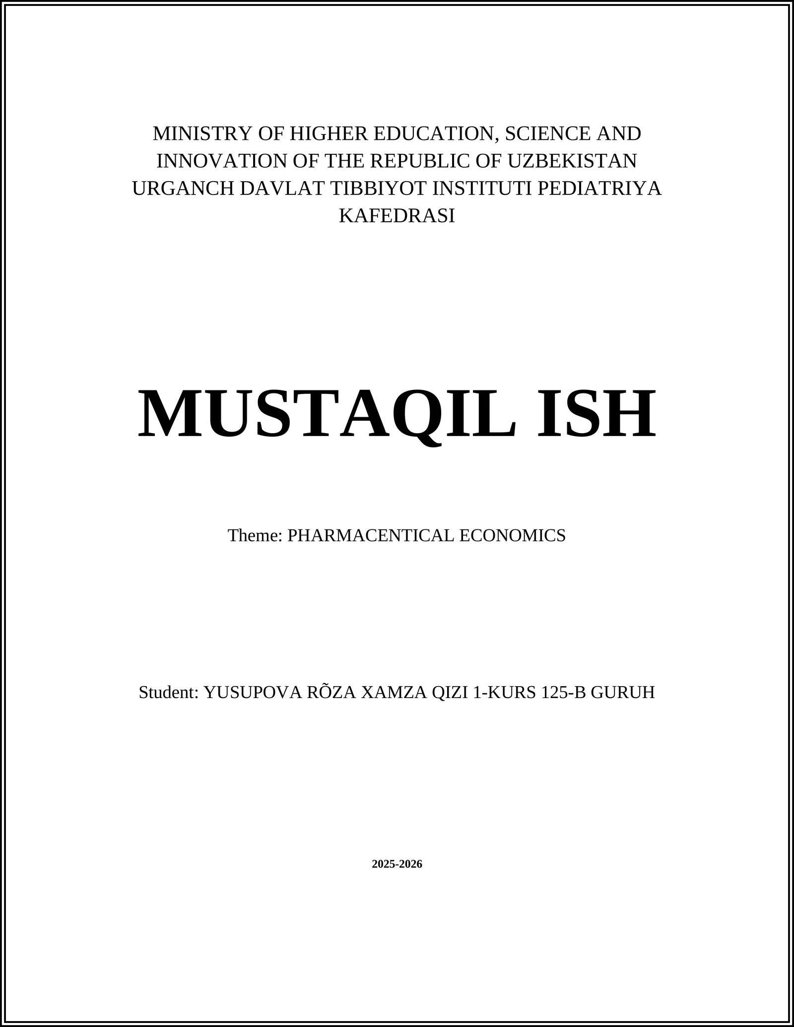 PHARMACENTICAL ECONOMICS