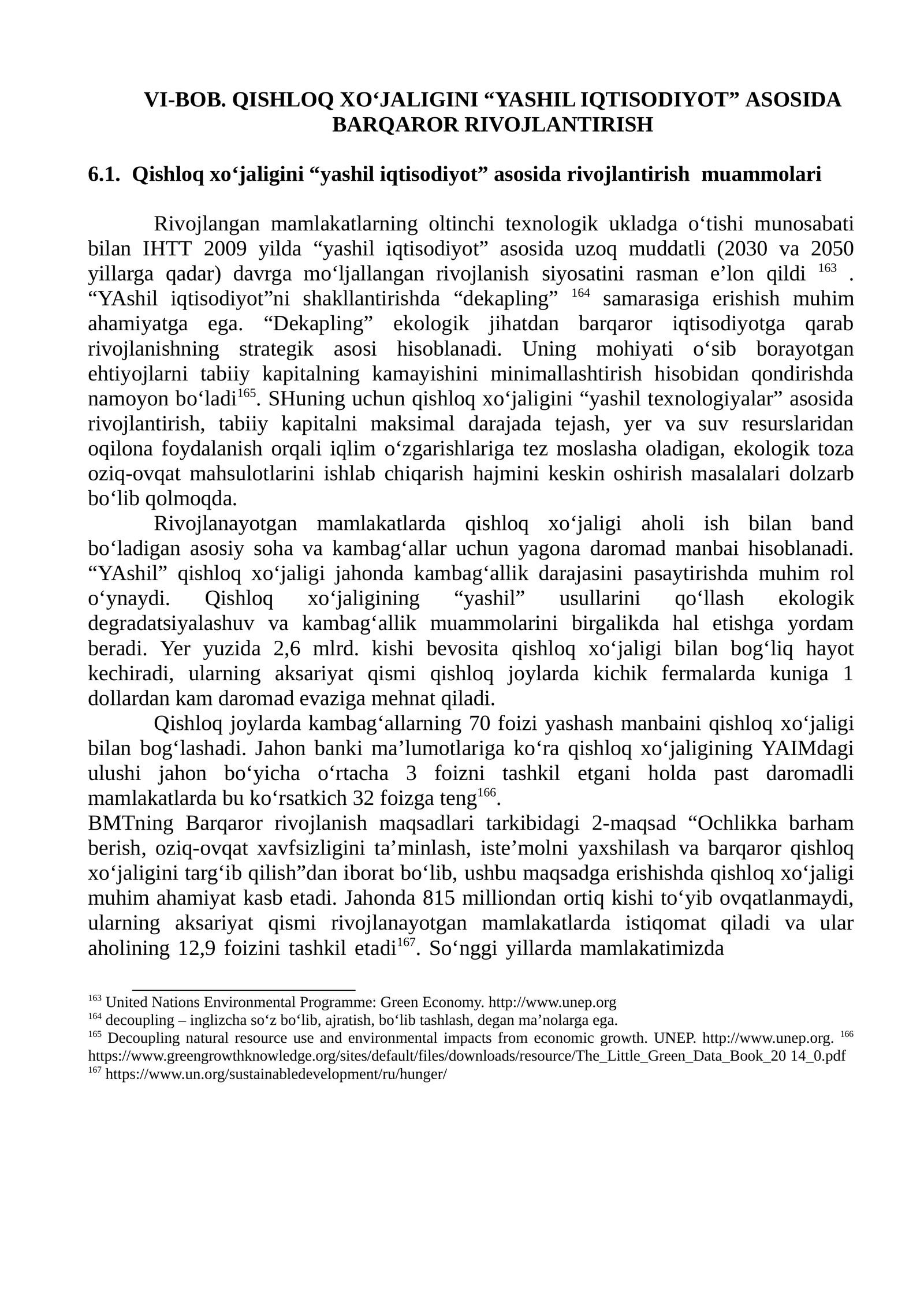 QISHLOQ XO‘JALIGINI “YASHIL IQTISODIYOT” ASOSIDA BARQAROR RIVOJLANTIRISH