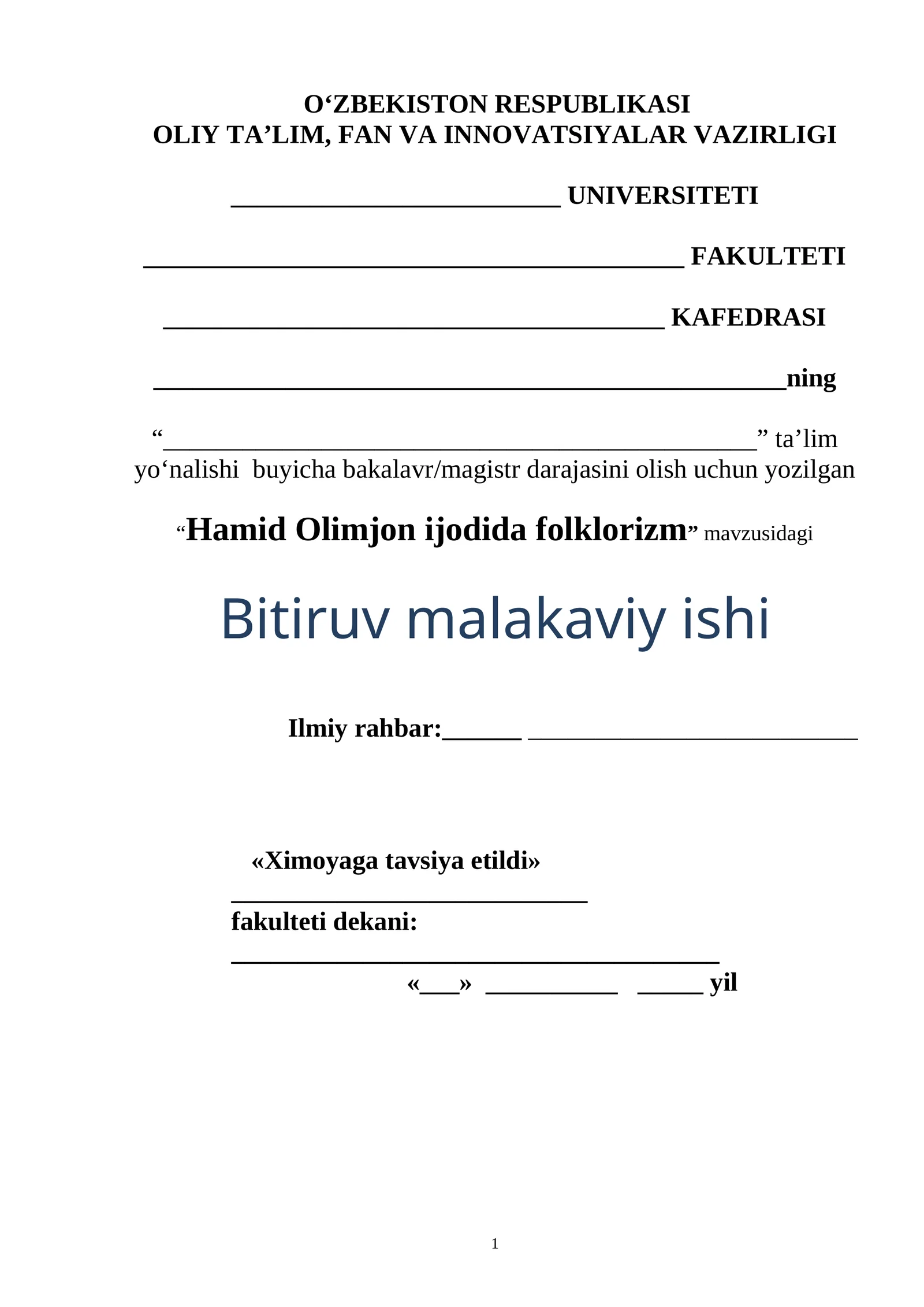 Hamid Olimjon ijodida folklorizm