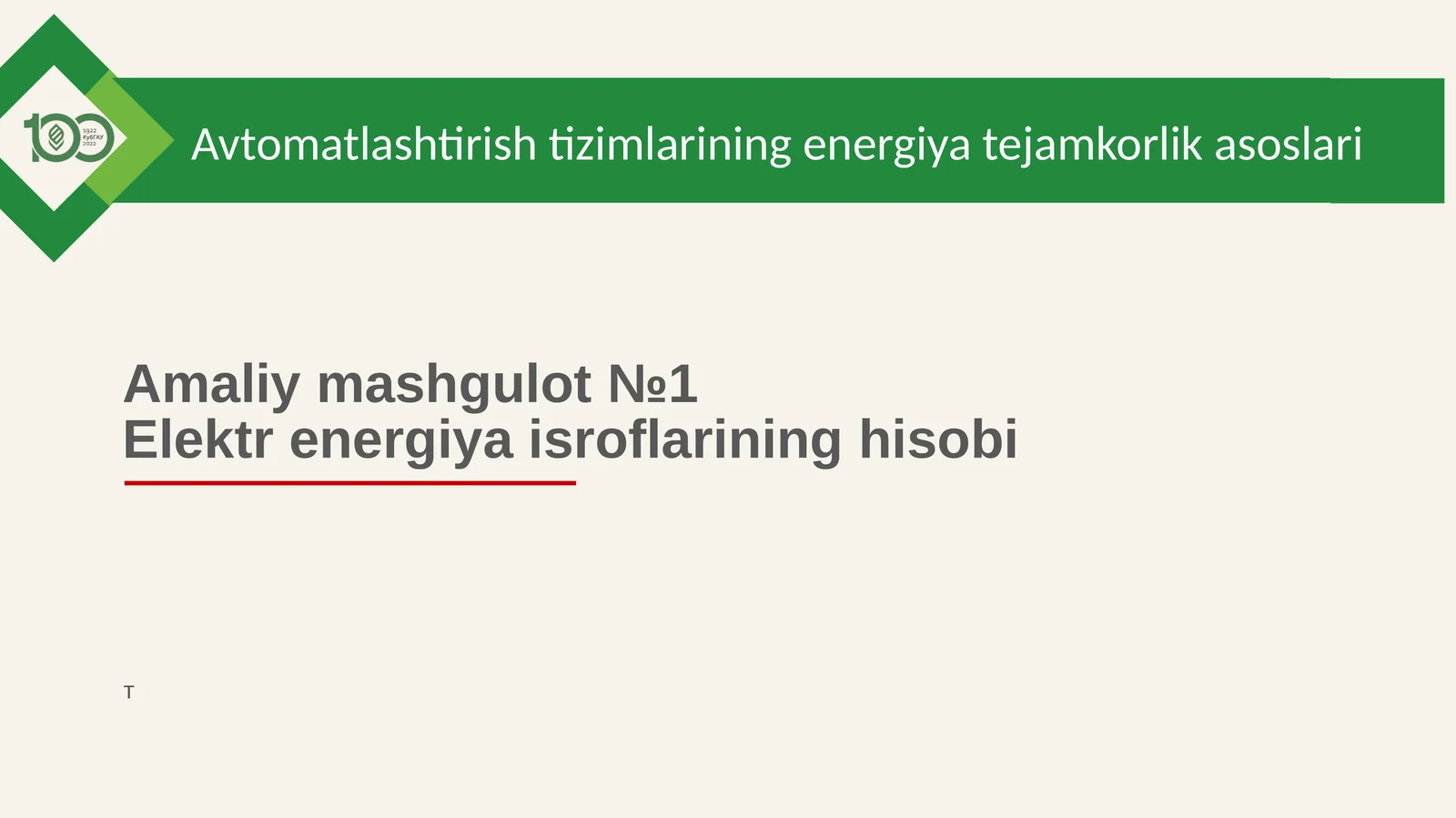 Avtomatlashtirish tizimlarining energiyatejamkorlik asoslari
