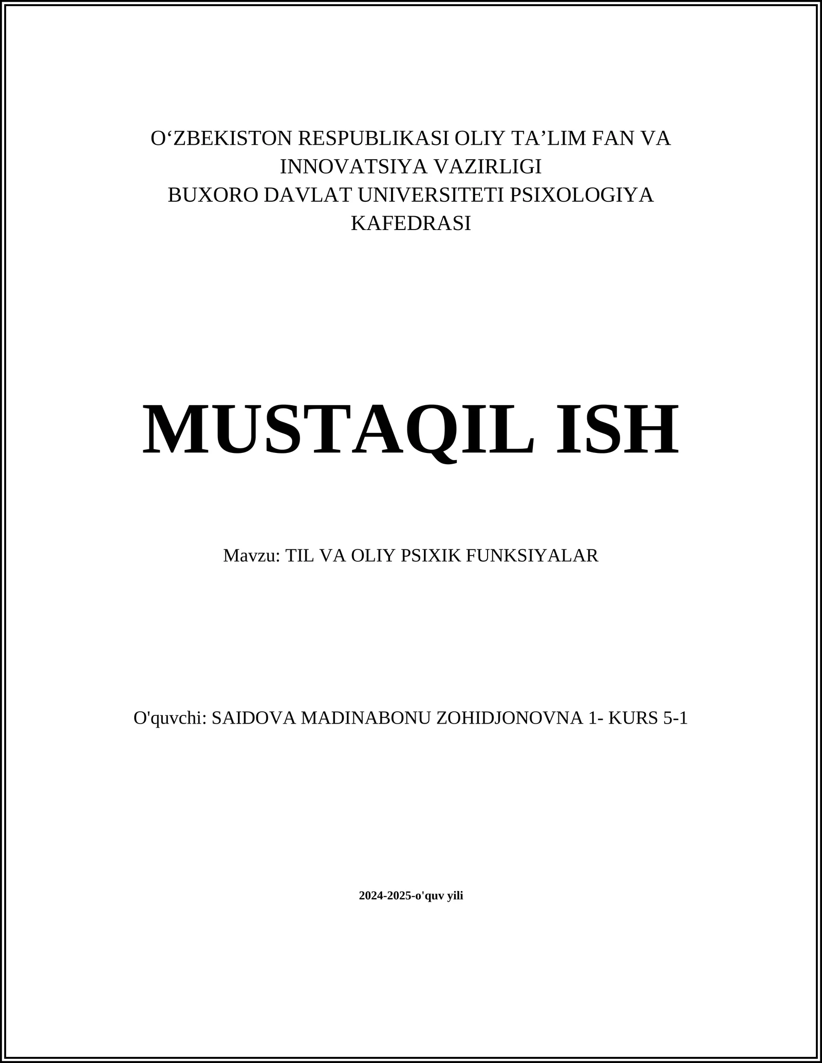 TIL VA OLIY PSIXIK FUNKSIYALAR