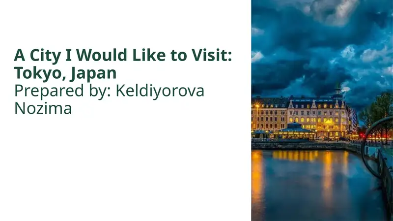 A City I Would Like to Visit: Tokyo, Japan