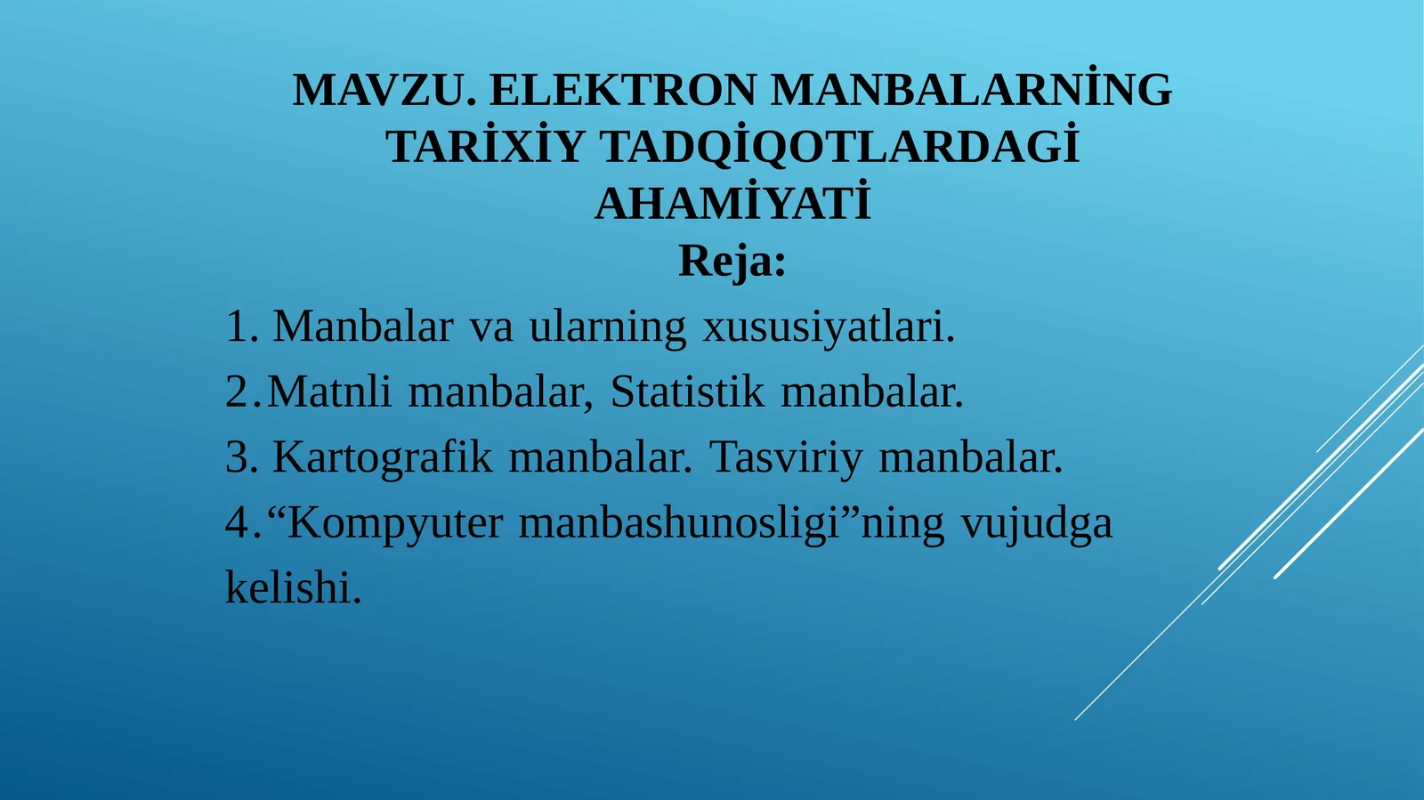 ELEKTRON MANBALARNING TARIXIY TADQIQOTLARDAGI AHAMIYATI