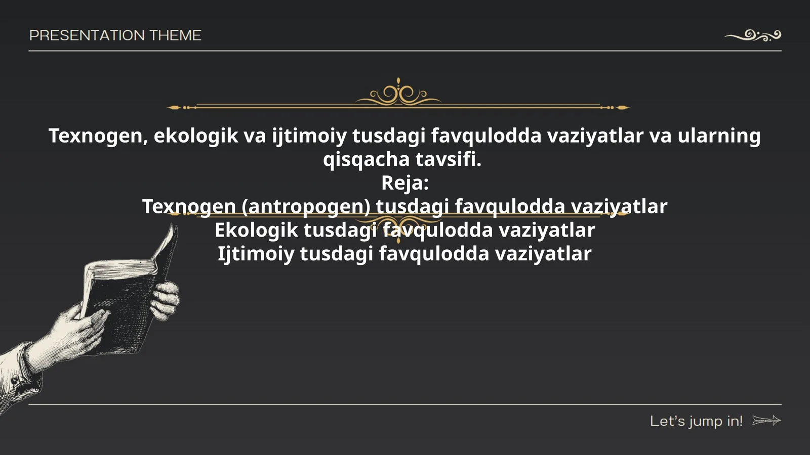Texnogen, ekologik va ijtimoiy tusdagi favqulodda vaziyatlar va ularning qisqacha tavsifi