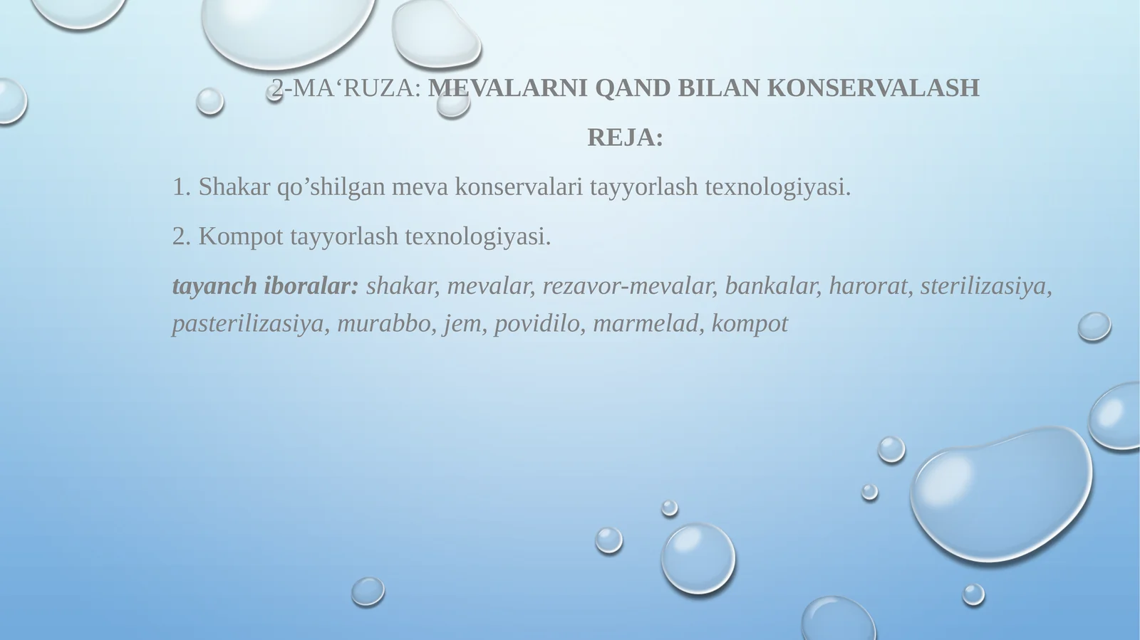 MEVALARNI QAND BILAN КONSERVALASh
