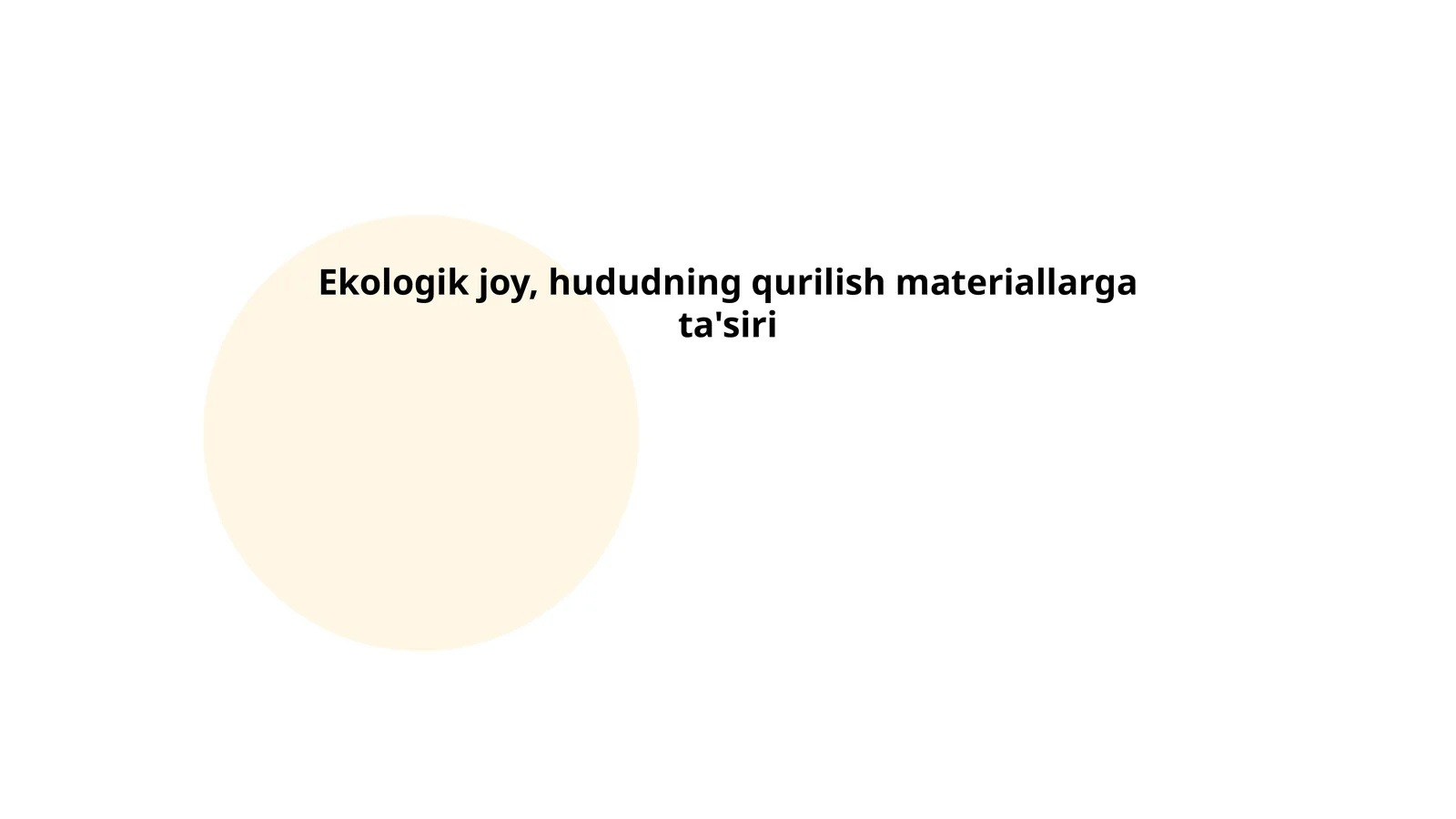 Ekologik joy, hududning qurilish materiallarga ta'siri