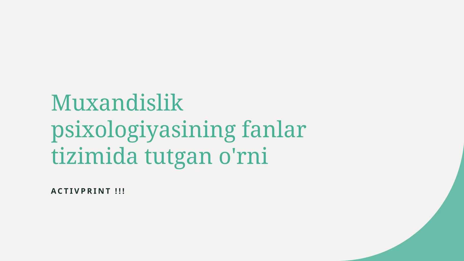 Muxandislik psixologiyasining fanlar tizimida tutgan o'rni