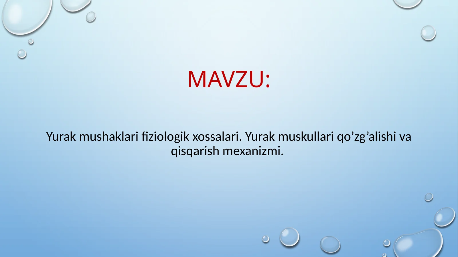 Yurak mushaklari fiziologik xossalari. Yurak muskullari qo’zg’alishi va qisqarish mexanizmi.