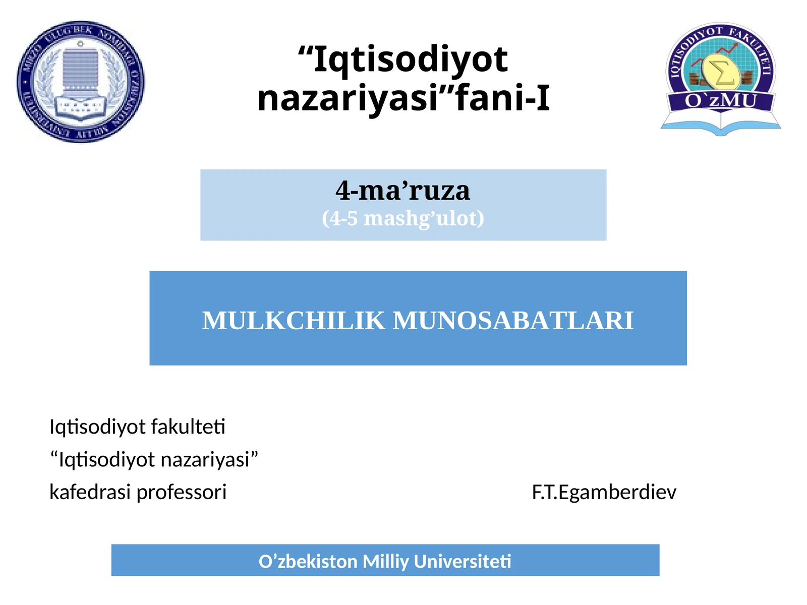 MULKCHILIK MUNOSABATLARI