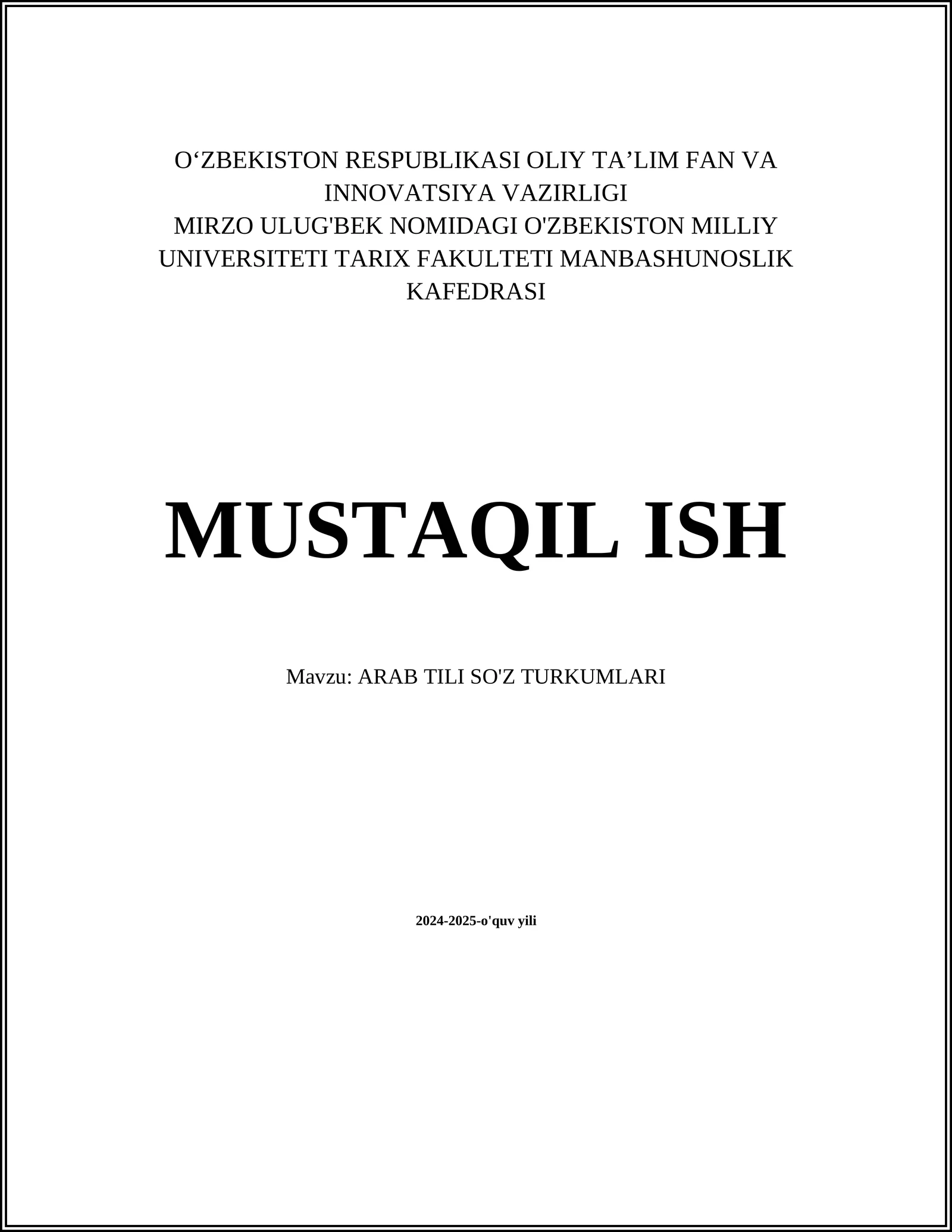 ARAB TILI SO'Z TURKUMLARI