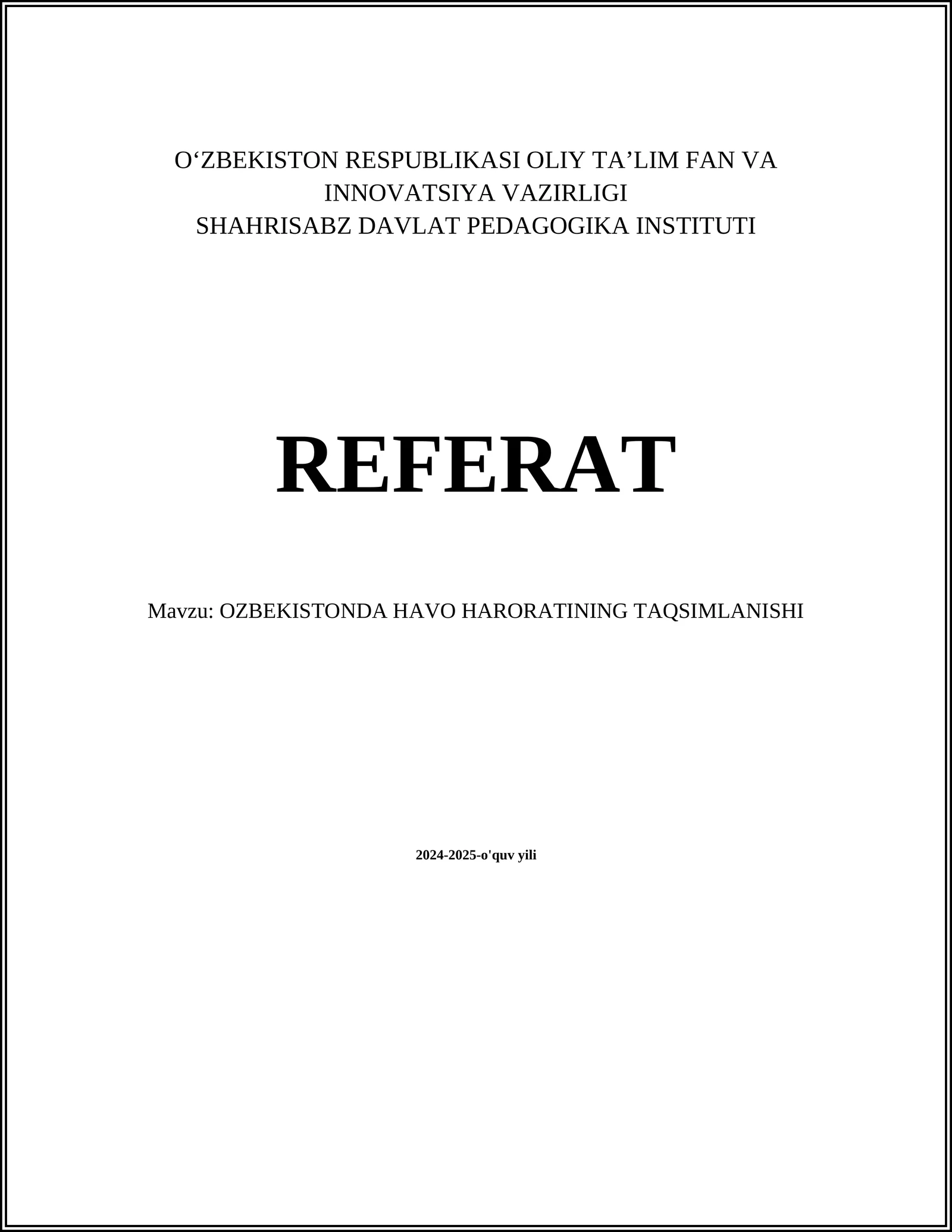 O‘zbekistonda Havо Harоrаtiníng Tаqsimlаnishí