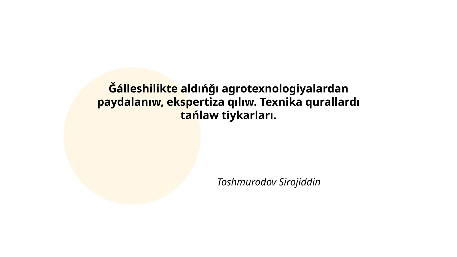 Zamonaviy agrotexnologiyalar