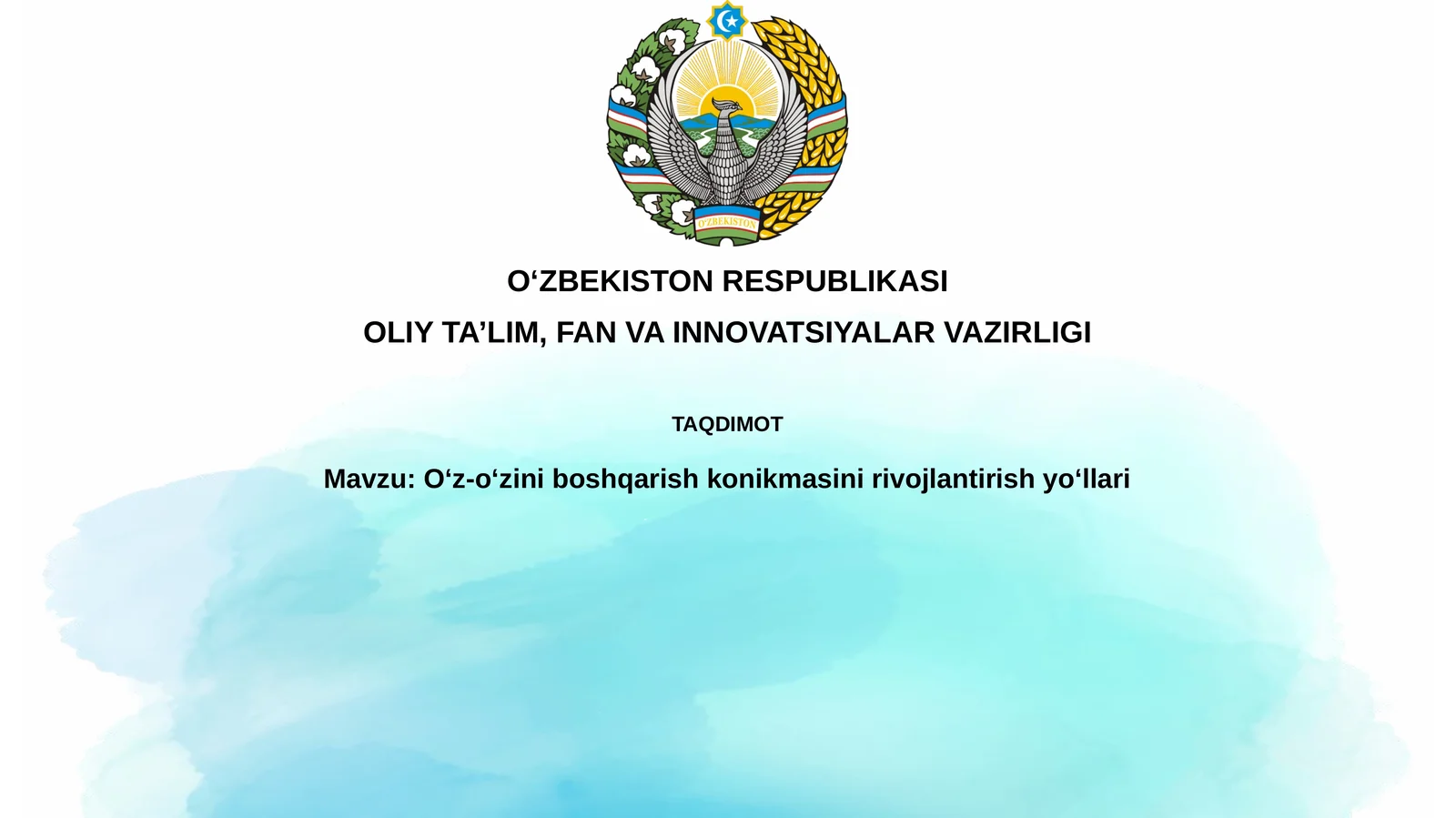 O'z-o'zini boshqarish konikmasini rivojlantirish yo'llari