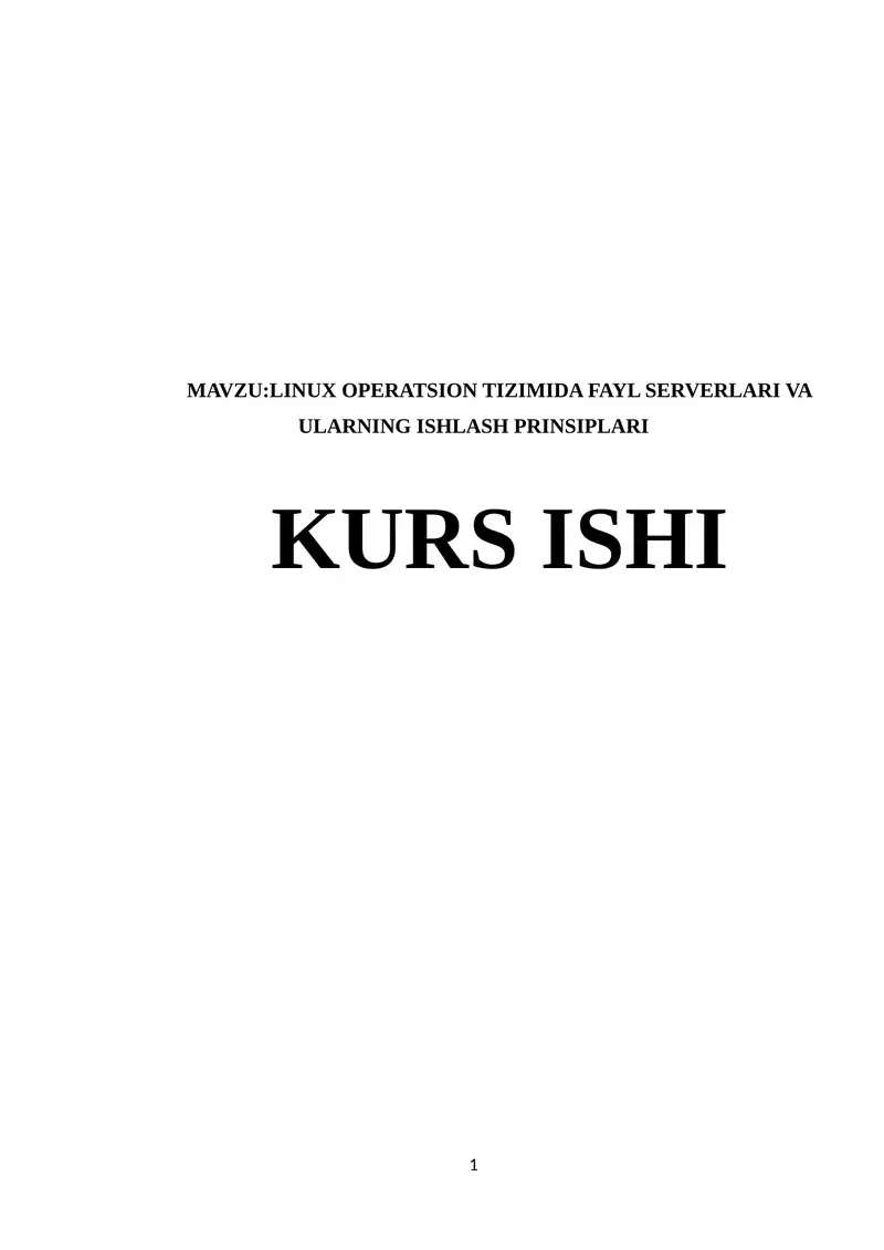 LINUX OPERATSION TIZIMIDA FAYL SERVERLARI VA ULARNING ISHLASH PRINSIPLARI