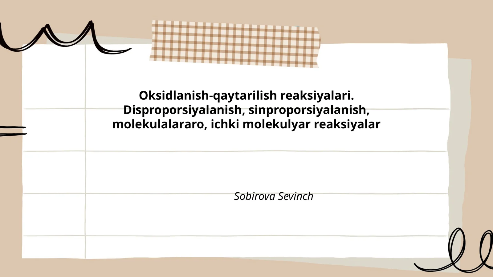 Oksidlanish-qaytarilish reaksiyalari. Disproporsiyalanish, sinproporsiyalanish, molekulalararo, ichki molekulyar reaksiyalar