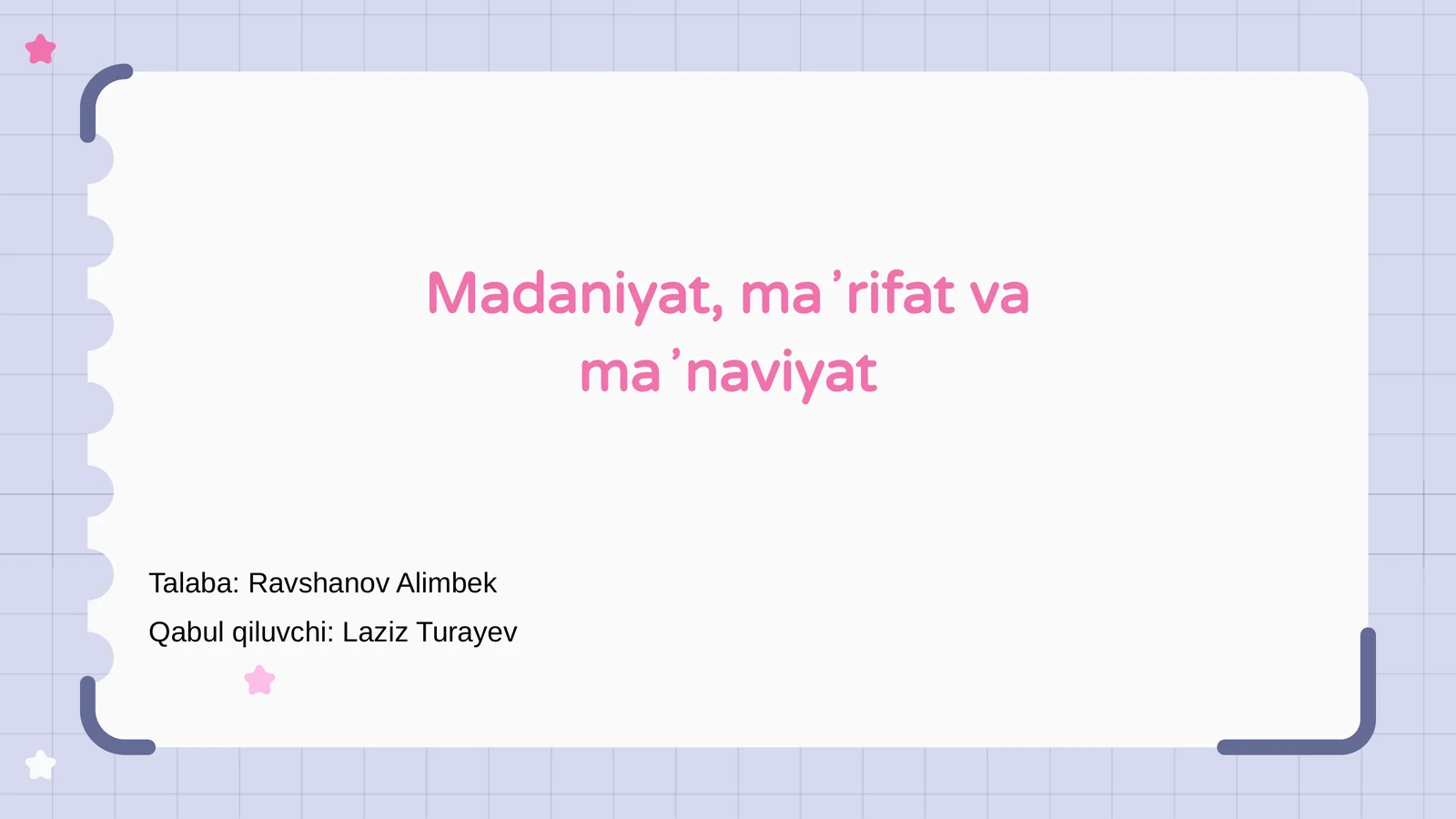 Madaniyat, ma'rifat va ma'naviyat