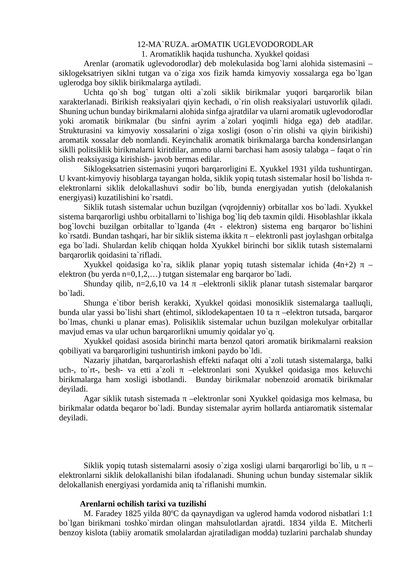 Aromatik Uglevodorodlar