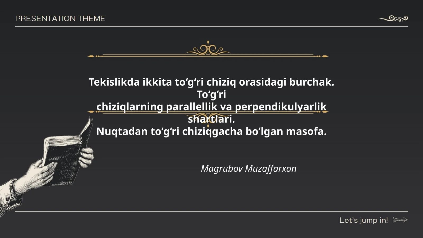 Tekislikda ikkita to‘g‘ri chiziq orasidagi burchak
