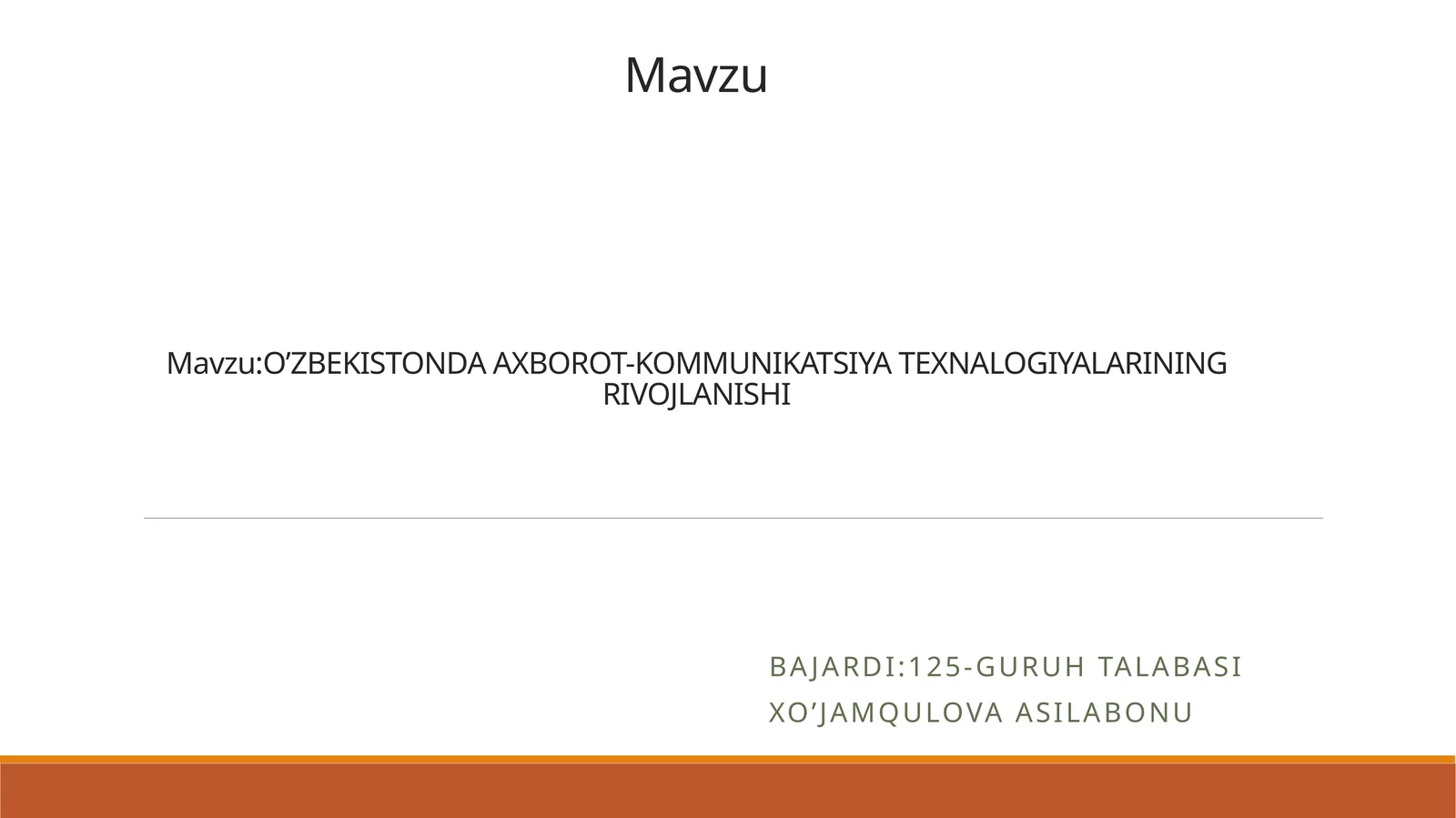 O’ZBEKISTONDA AXBOROT-KOMMUNIKATSIYA TEXNALOGIYALARINING RIVOJLANISHI